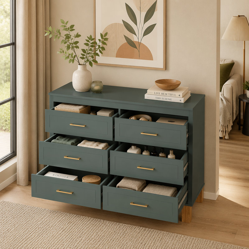 Commode double 6 tiroirs, Bleu