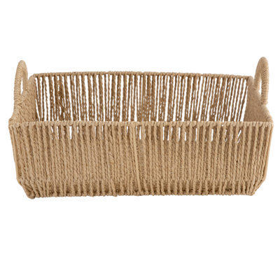 Grand panier de rangement à tissage vertical avec poignées rondes
