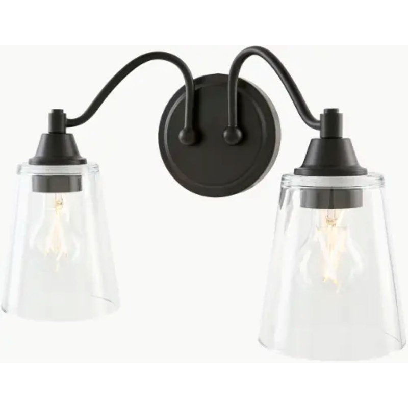 Yueva Wall Sconce, 2, Clear, Black