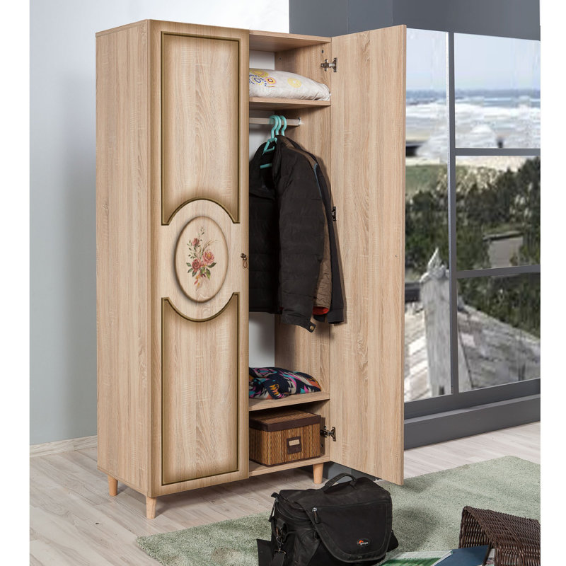 Kenna 2 Door Manufactured Wood Wardrobe, Sonoma/Oak