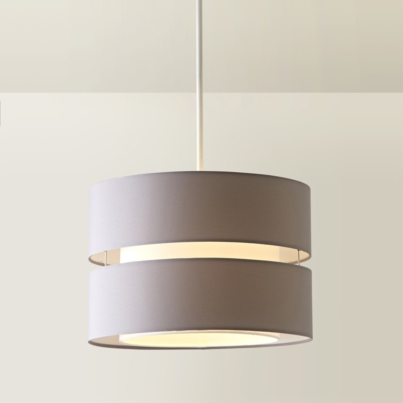 Lynx 24.5cm H Polycotton Drum Pendant Shade ( Clip On ), Grey
