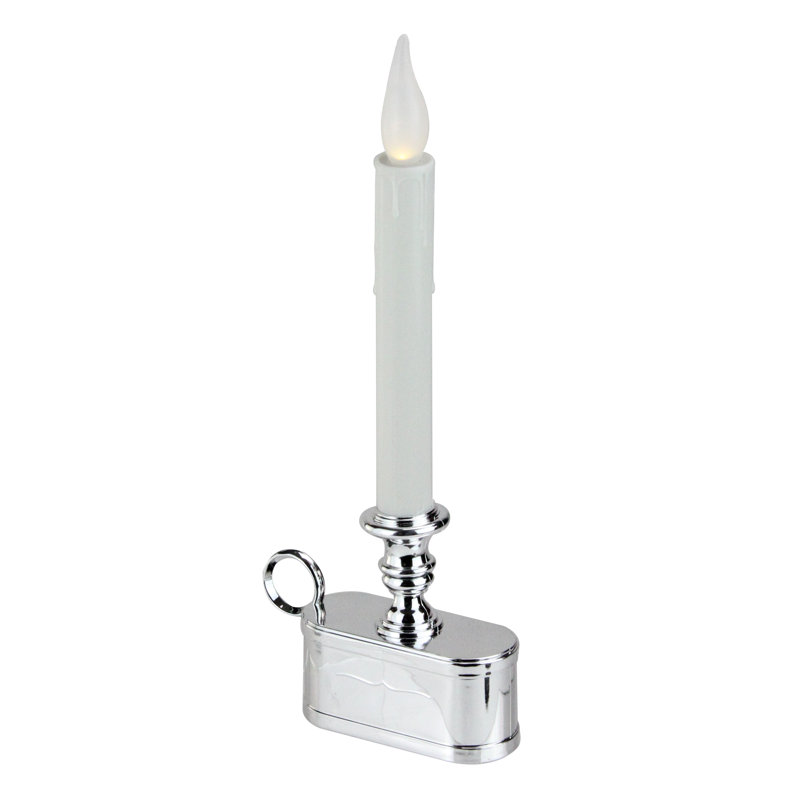 Lampe bougie de Noël à DEL 11 po avec base tonique, Argenté