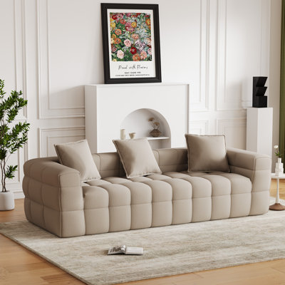 89.8" Modern Compression Tufted Sofa with Pillows