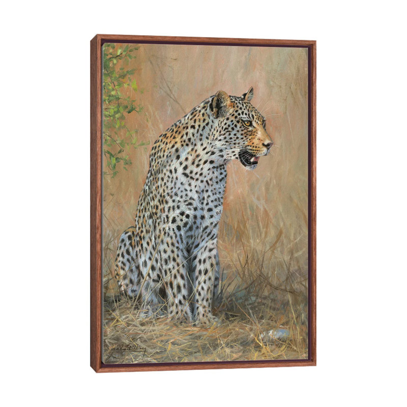 Leopard Male Sitting 1 Piece Wall Art on Canvas, 152.5 cm H x 101.5 cm W, Brown Framed