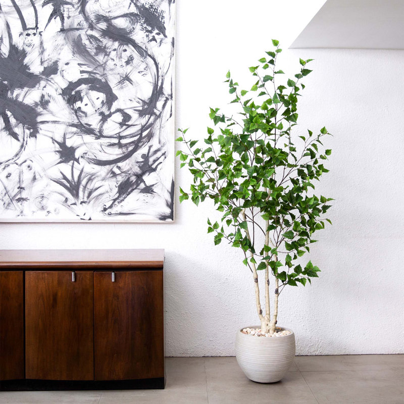 72'' Faux Birch Tree in Pot Liner