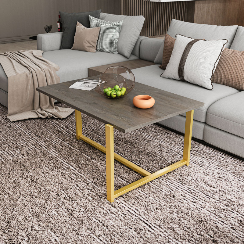 Geometric Coffee Table, Dark Oak, Gold