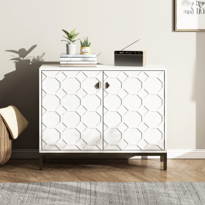 Armoire d'appoint blanche au fini lustré de 31,42 po de hauteur, idéale pour le rangement contemporain de bureau: l 39,11 po, P 15,5 po, H 31,42 po, tablette incluse, fonctionnelle