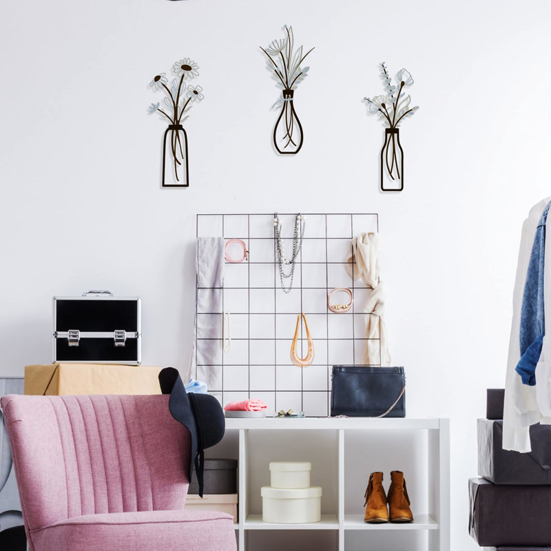 Décoration murale en métal 3 pièces avec finition brune - Art rustique pour le salon, la chambre à coucher, les événements spéciaux facile à installer