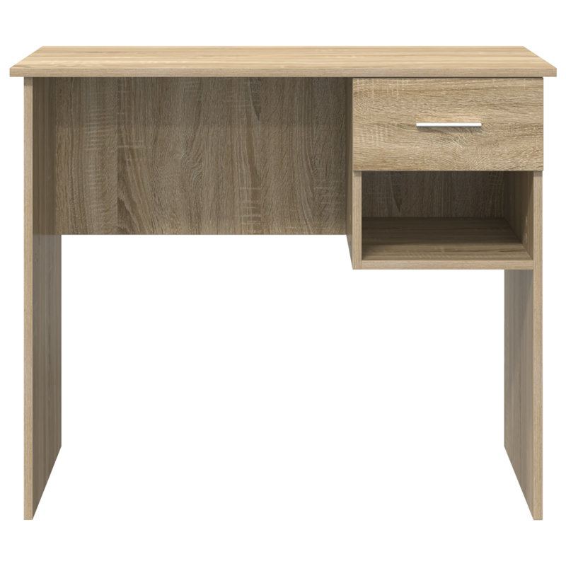 Desk With Storage 90X49.5X75 Cm Engineered Wood, Sonoma Oak