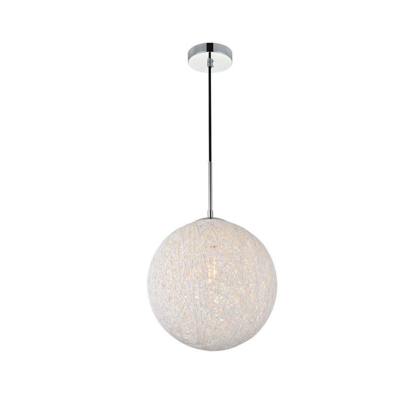 Luminaire suspendu sphérique 1 lumière Daven, H 12,8 po x l 11,8 po x P 11,8 po, Chrome