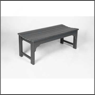 Backless Adirondack Bench With Wood Texture, Poly Lumber Seat For Patio, Backyard, Balcony, All Weather Resistant With UV Protection