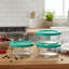 Ensemble de 4 pots de rangement en verre de 2 tasses avec couvercles vert menthe - parfaits pour sceller et conserver les aliments à la maison.