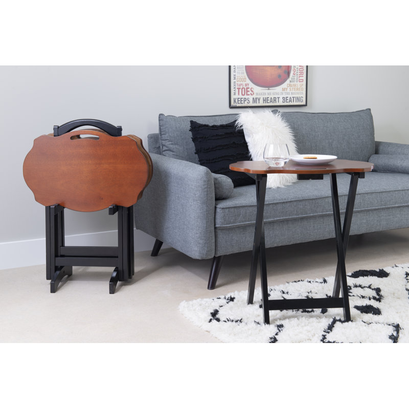 Ensemble de table pliante pour ordinateur portable Elvin, Brun / noir