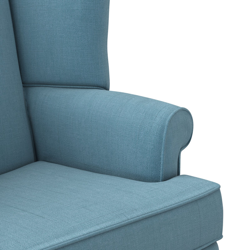 Lucious Upholstered Wingback Chair, Blue Tweed