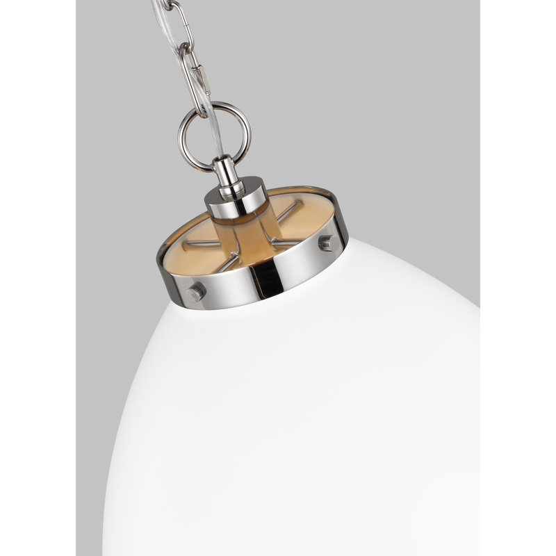 1 - Light Single Pendant, Polished Nickel, Matte White, 13.5" H x 15.625" W x 15.625" D