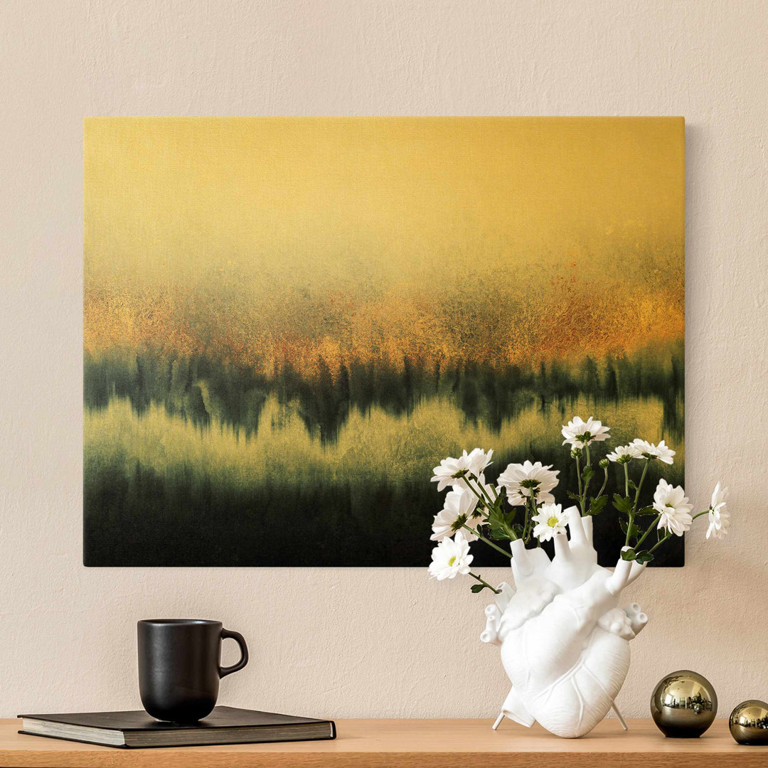 Leinwandbild - Goldener Horizont Aquarell