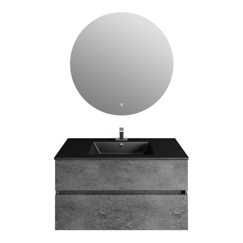 Ensemble de meuble-lavabo simple 31 po avec miroir, Noir