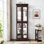 Vitrine à vin exquise avec intérieur illuminé et cloison mobile - Unité de cerisier foncé Éclairage sophistiqué Charnière silencieuse 12,47 po Large-1623542383