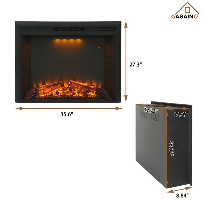 Kylah Recessed Electric Fireplace with Multicolor Flame,Remote Control & Sound of Crackling Fire