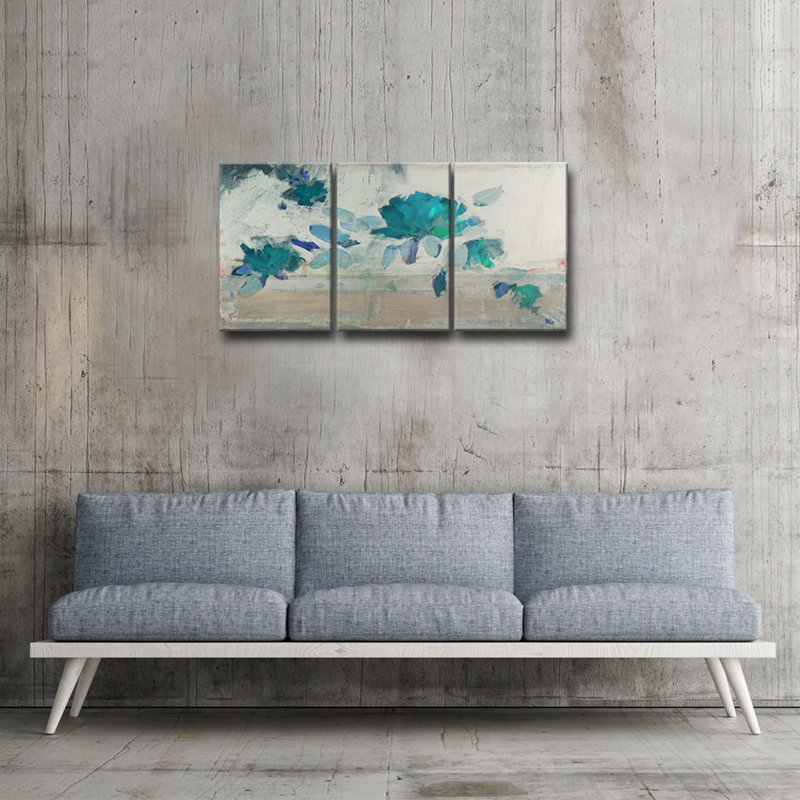 « painted pétales iv-b »-ensemble de 3 reproductions de toiles emballées