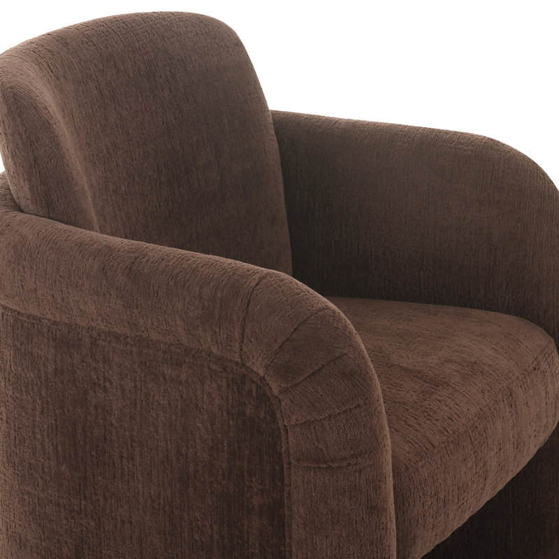 Becca Rolling Dining Arm Chair, Dark Brown Performance Chenille