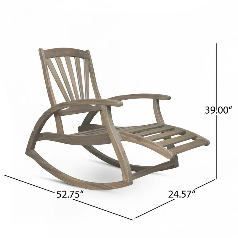 Chaise berçante d'extérieur en bois d'acacia, Gris