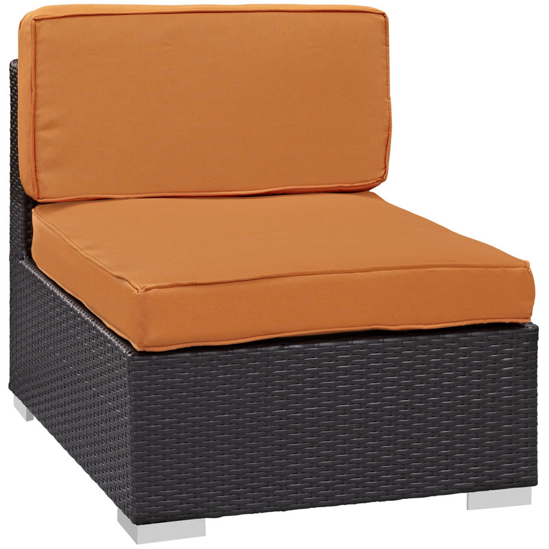 Modway Gather Armless Outdoor Patio Sectional with Cushions, Orange