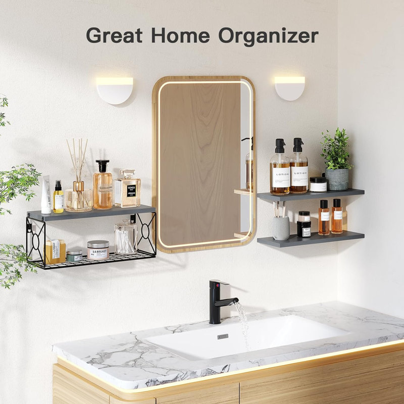Placia Bathroom Shelves, Gray