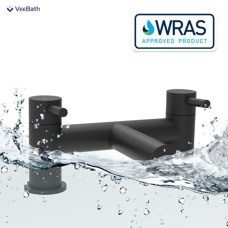 VeeBath Dixon Round Bath Filler Mixer Tap, Matt Black