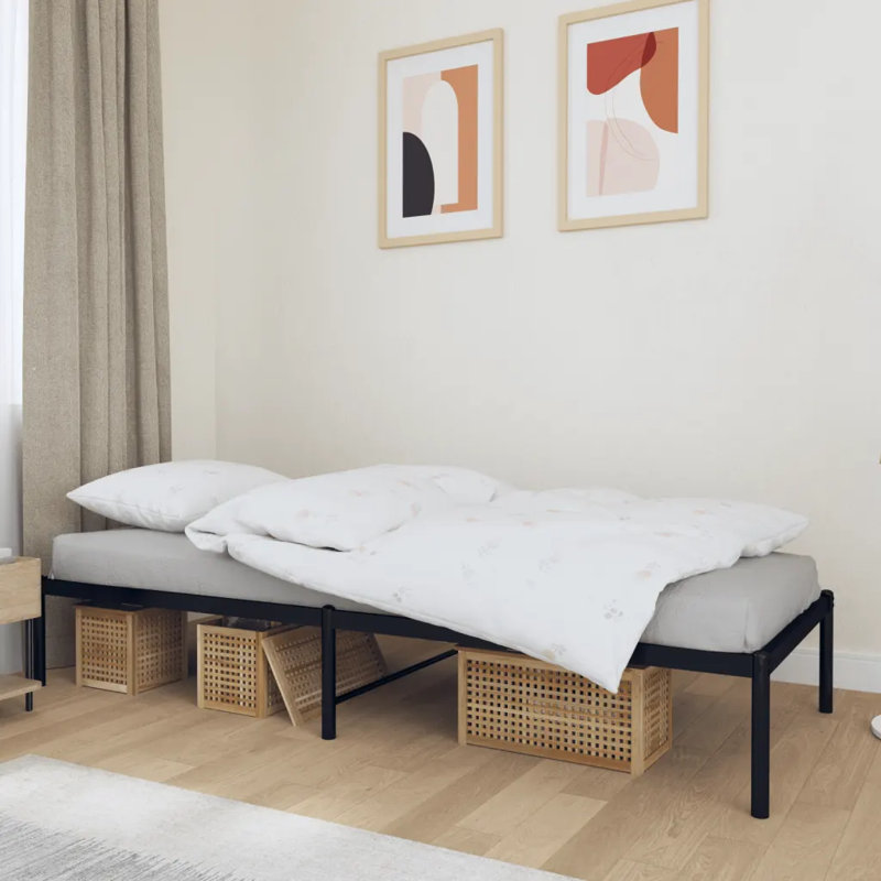 Bintou UK Super King - DE 180 X 200 Cm Metal Bed, Black, Small Single (2'6)