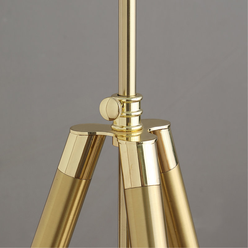 64" - 47"H Adjustable Height Brass/Shiny Gold Modern Tripod Floor Lamp For Living Room, Standing Lamp For Bedroom
