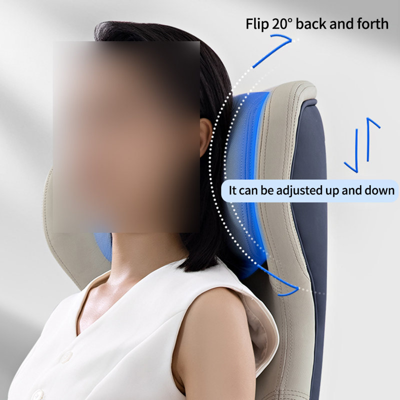 Chaise de bureau ergonomique avec appui-tête réglable, Beige / noir