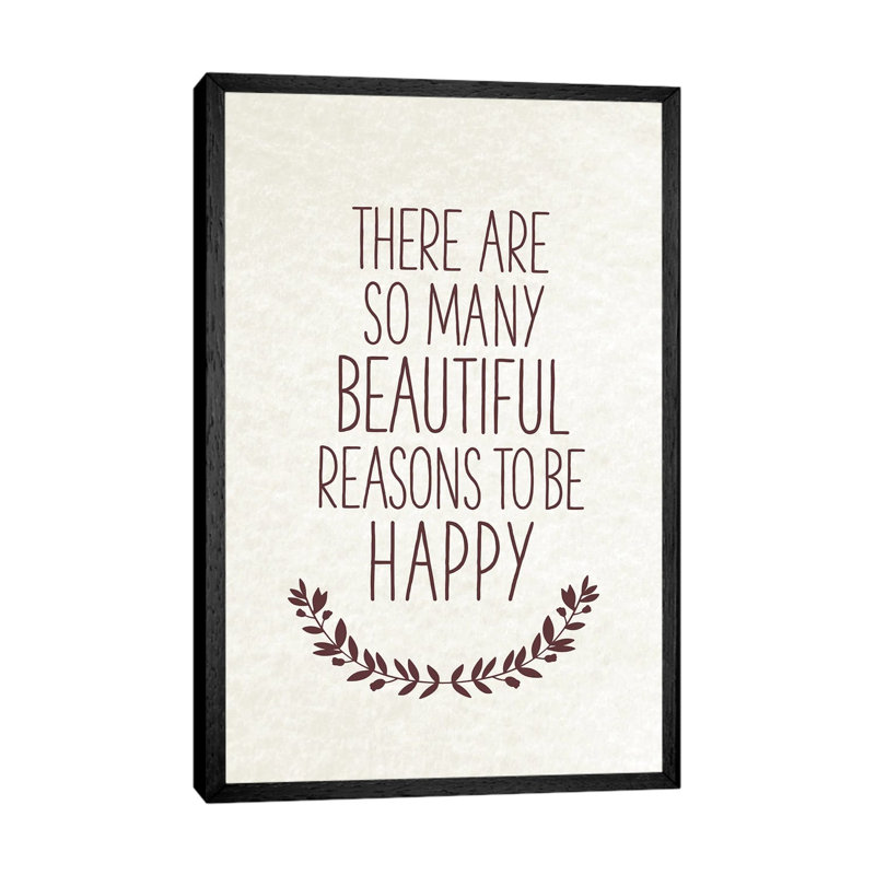 Happiness Quote 1 Piece Wall Art on Canvas, 66.04 cm H x 45.72 cm W, Black Framed