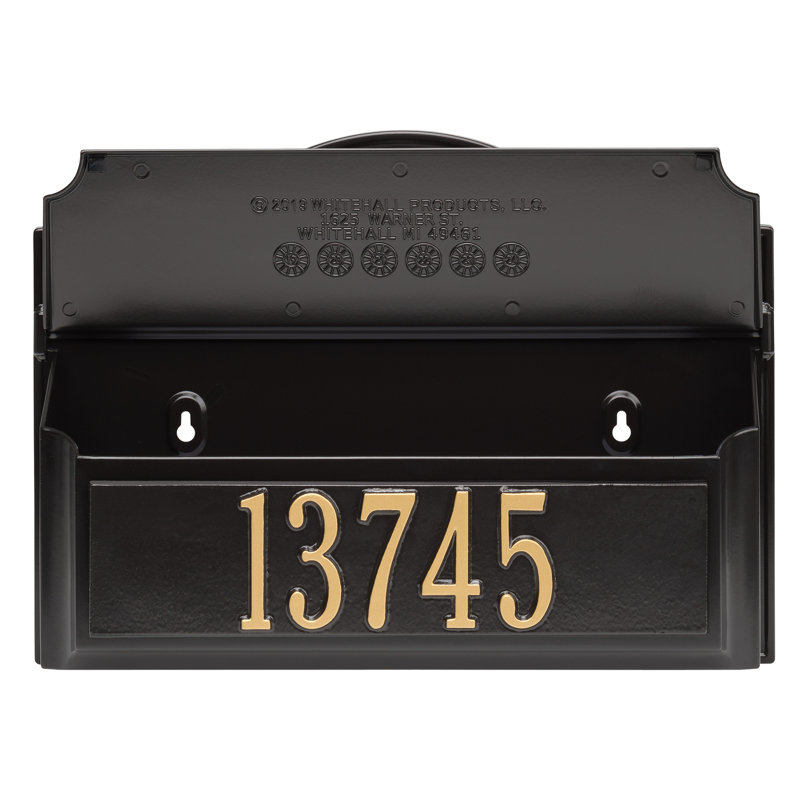 Colonial Wall Mounted Mailbox, Black/Gold, Yes
