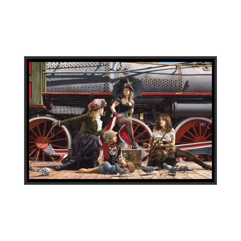 «Last Train for the Coast», impression sur toile, H 18 po x l 26 po x P 1,5 po, Toile avec cadre noir, Pas de tapis
