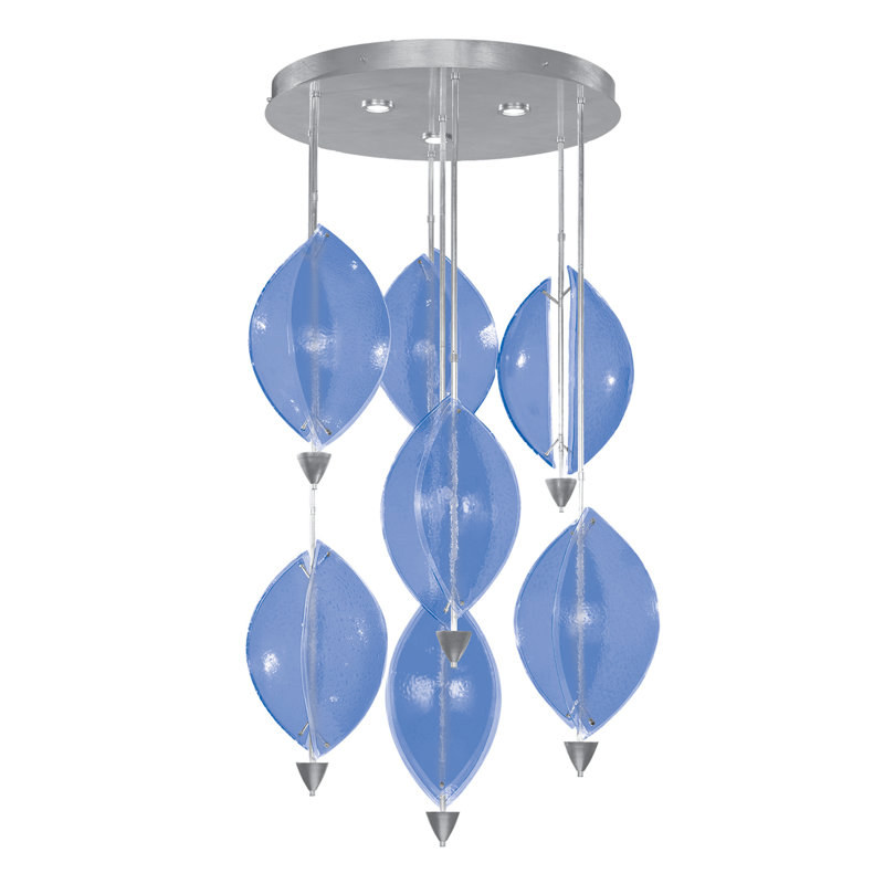 Luminaire suspendu rond l 40 po Embark, Bleu, Feuille d'argent standard