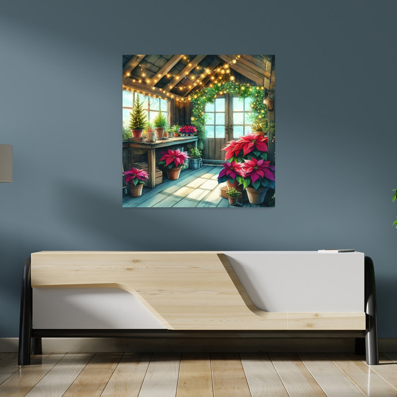 Abri de jardin poinsettia rustique abstrait contemporain, H 36 po x l 36 po
