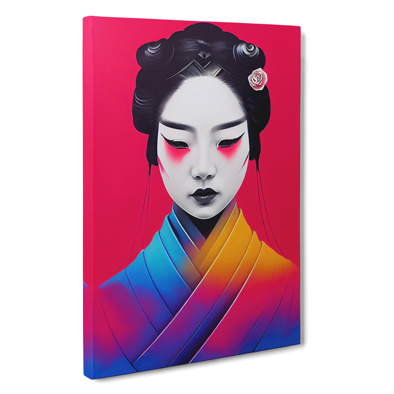 Neon Geisha - Wrapped Canvas, 76cm H x 50cm W x 3cm D