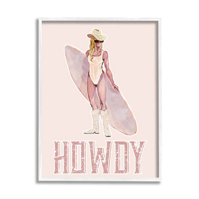 «Ba-743», encadré «Cowboy Coastal Cowgirl» encadré sur bois par Ziwei Li