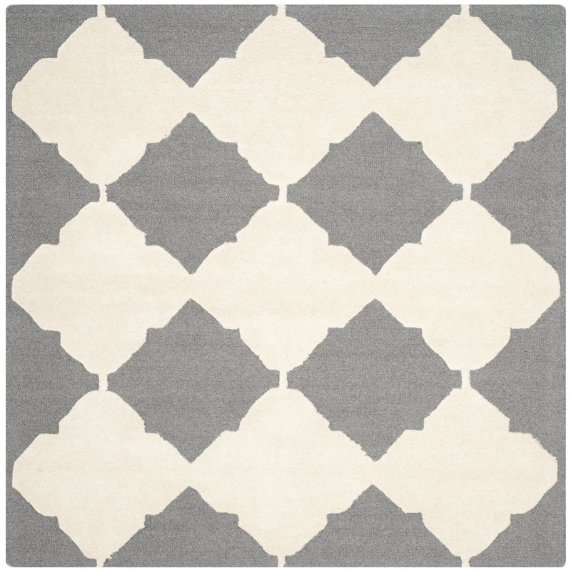 Cannen Hand Tufted Wool Geometric Rug, Square 6'