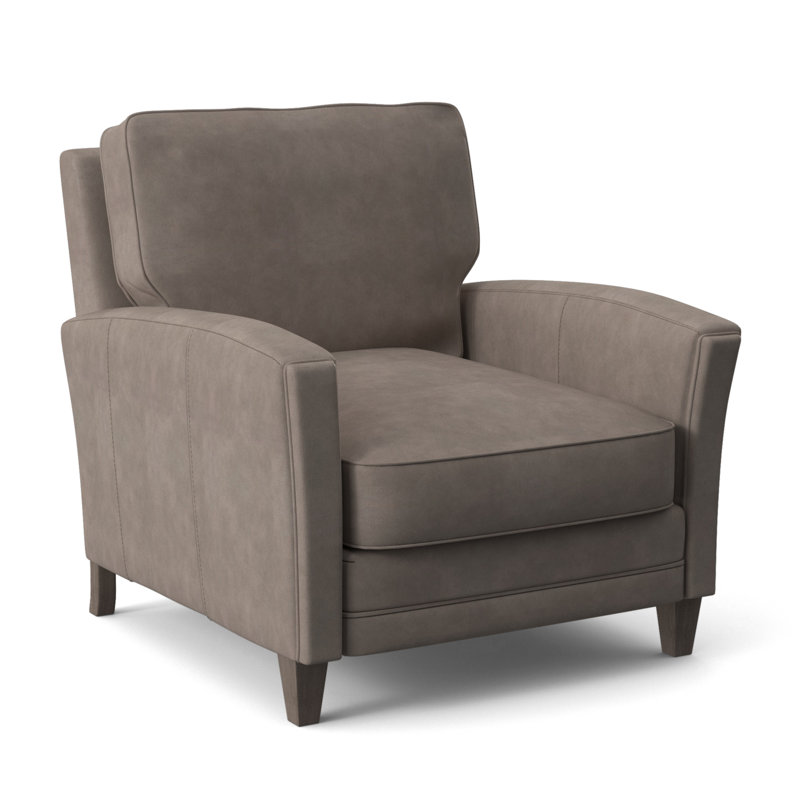 Zion Armchair, Stone, Anilina Cacao Genuine Leather