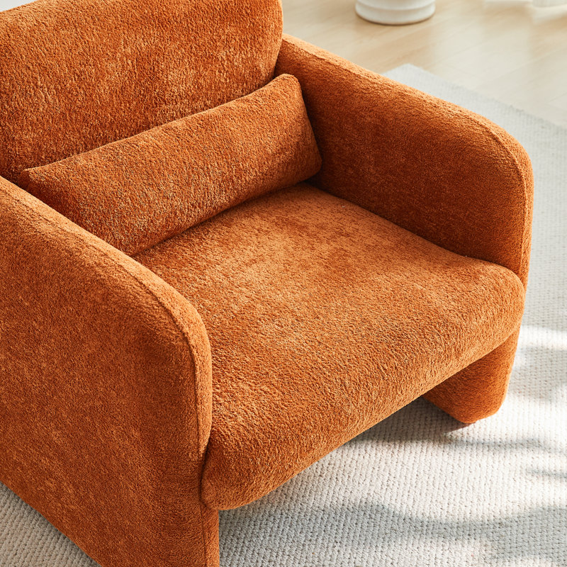 Fauteuil d'appoint 34 po Boucle Cloud le plus vendu, fauteuil simple à dossier incurvé, revêtement moelleux, assemblage sans outil, peu encombrant pour les petits appartements, le bureau et la chambre à coucher
