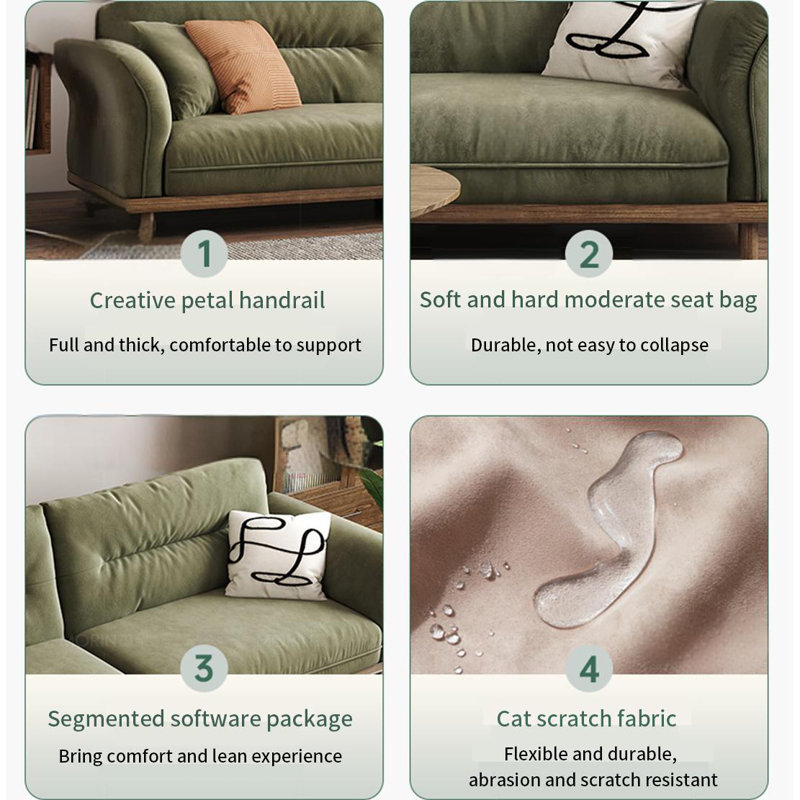 Retro high back simple log style fabric sofa