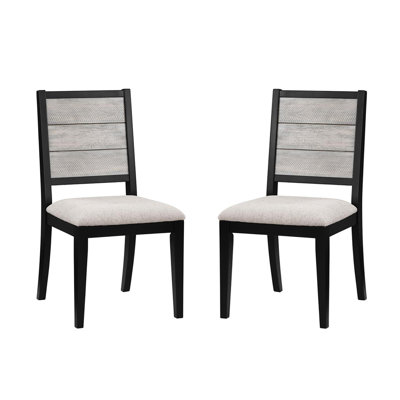 De 2 chaises de salle à manger grises et noires - base en contreplaqué pour une assise de 19 po de hauteur, assise robuste de 19 po de hauteur, assise rembourrée et rectangulaire