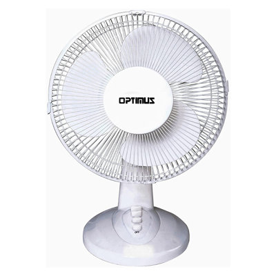 Ventilateur de table oscillant portatif puissant 3 vitesses 12 pouces Optimus F-1230, blanc