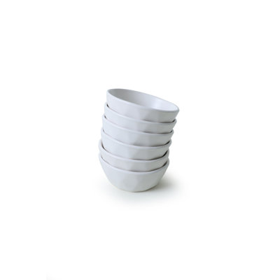 Elegant Appetizer Bowl Set (6 Pieces), White Ceramic Stoneware, 4.7 x 4.7 x 2.4 inches | 100% Antibacterial, Dishwasher & Microwave Safe | Easy Clean, Perfect for Entertaining