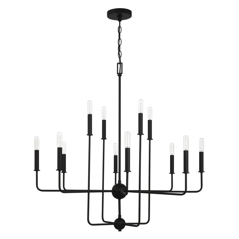 Lustre linéaire à intensité variable 12 lumières Treyvion, Noir