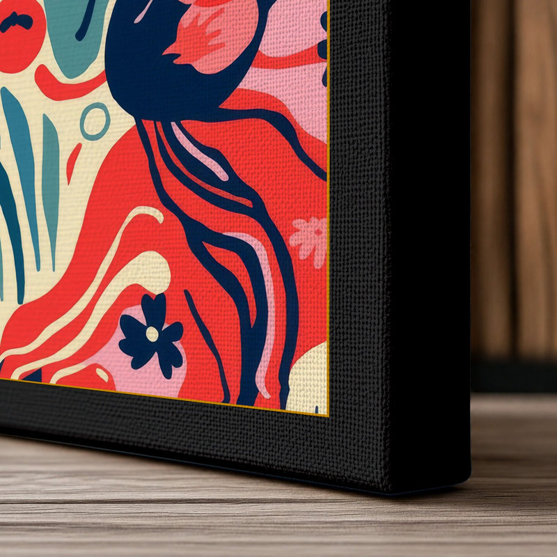 Ribbons Botanical - Wrapped Canvas, 18x12 - 45.7 x 30.5 cm, Black Border