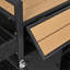Chariot de barbecue extérieur en osier l 52,8 po avec plateau de table en bois en plastique, îlot de cuisine sur roulettes avec armoire de rangement, pour patio, jardin, piscine, conception à deux poignées-128970359