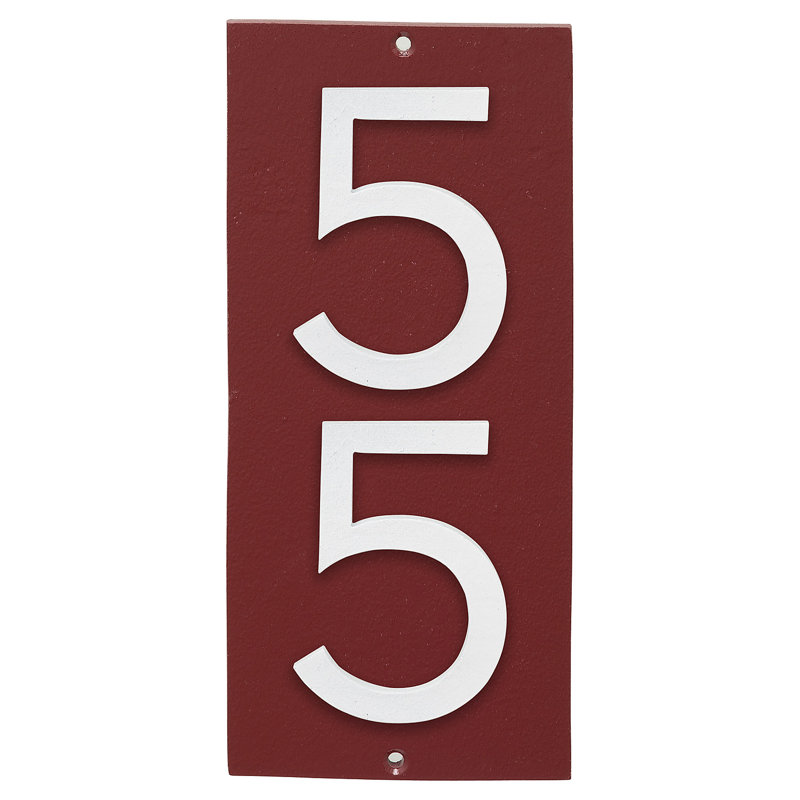 Plaque d’adresse murale sur 1 ligne flottante, Rouge brique, Blanc, Oui